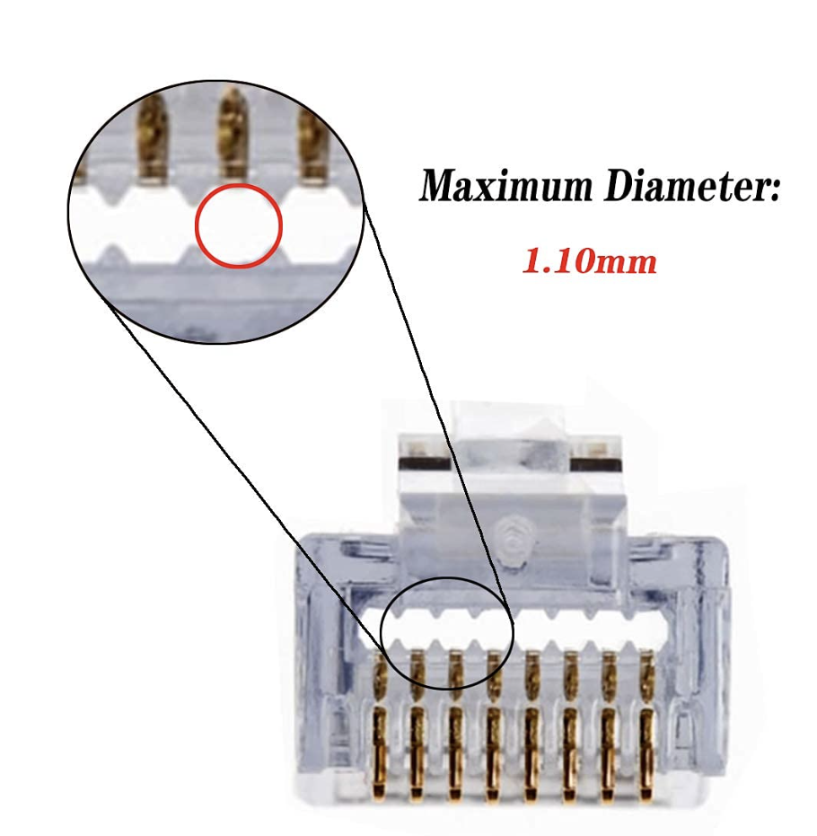 Conectores RJ45 Cat6 Cat5 extremos, ethernet Pass Through Plug