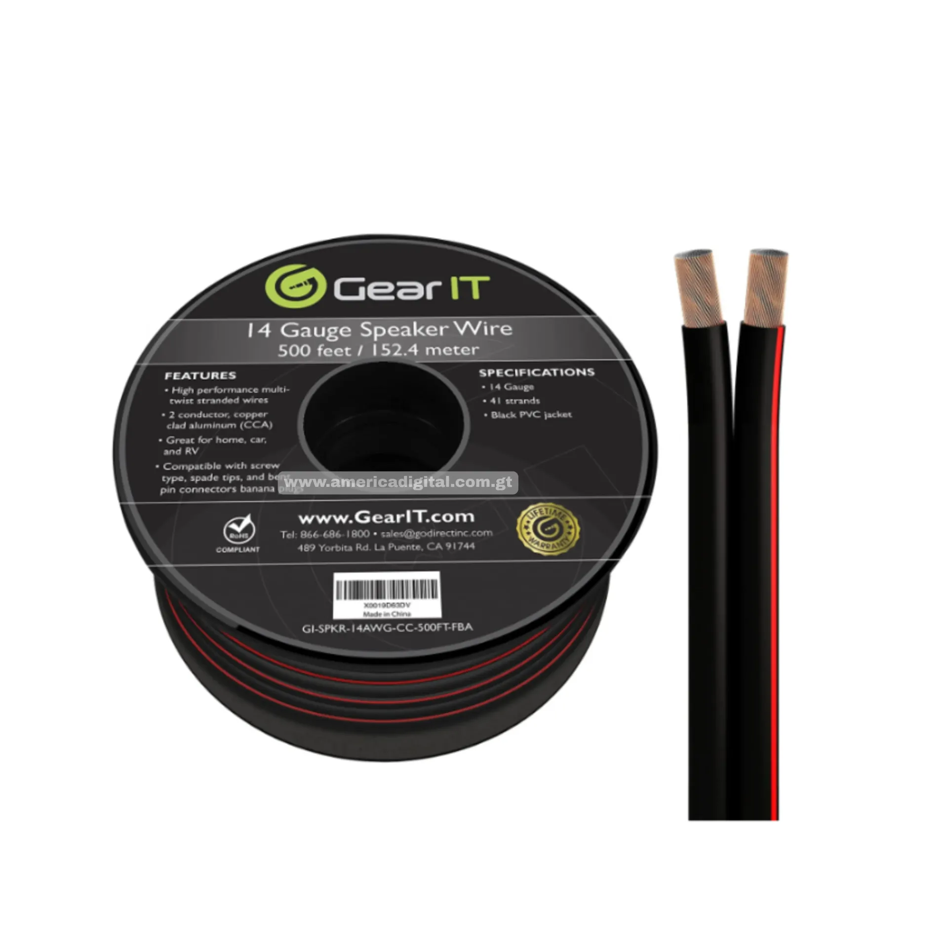 Cable para microfono 14AWG, GearIT 500 Feet