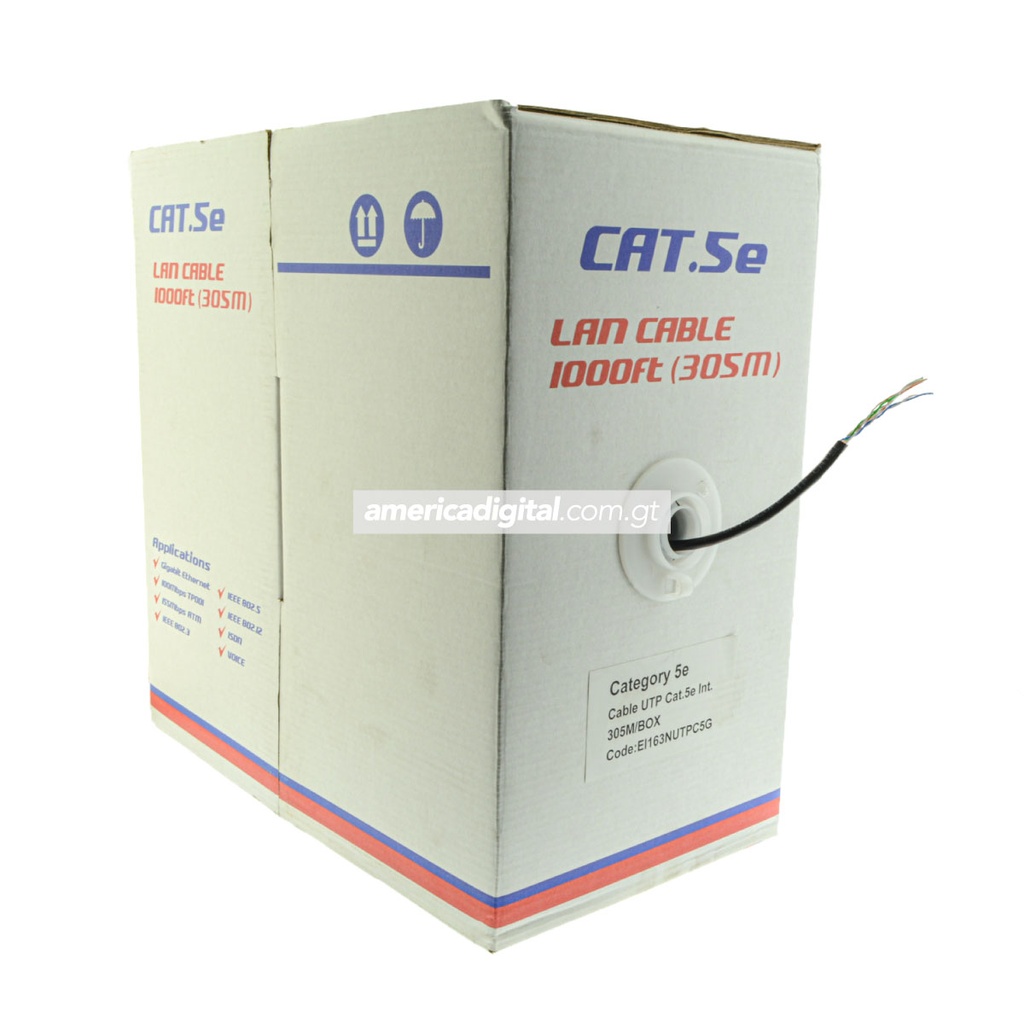 [EI340NUTPC5G] Cable UTP Cat. 5e 24AWG CCA  4 pares Negro Interior