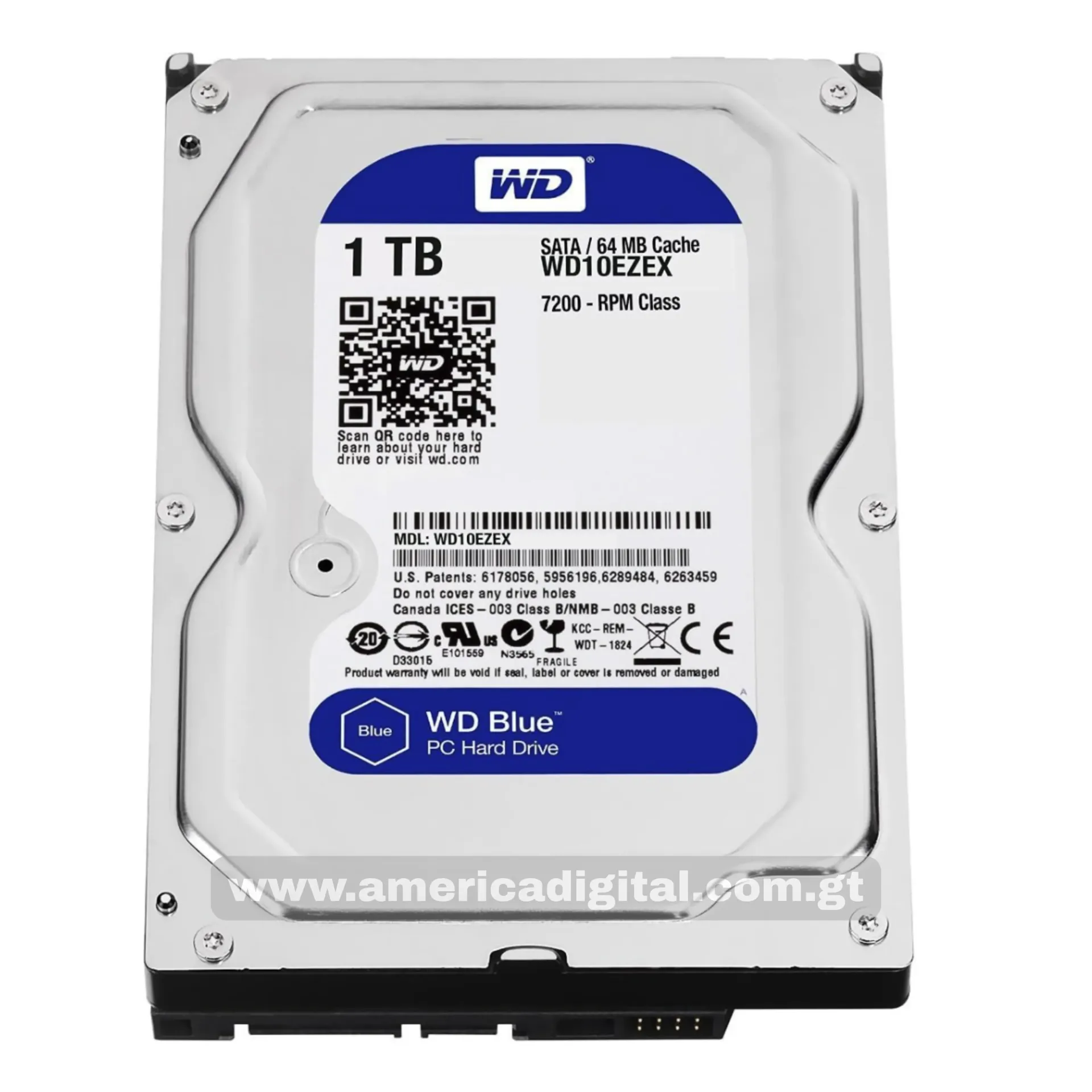 [EI189NWD10EZEX] Disco Duro de 1TB Interno 3.5" WD Blue Interno Sata 6GB/s -7200 rpm