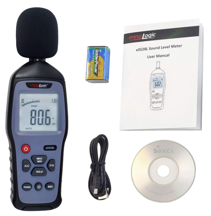 Medidor de nivel de sonido digital registrador de Ruido y probador Max/min/Hold, rango de 30-130 dBA