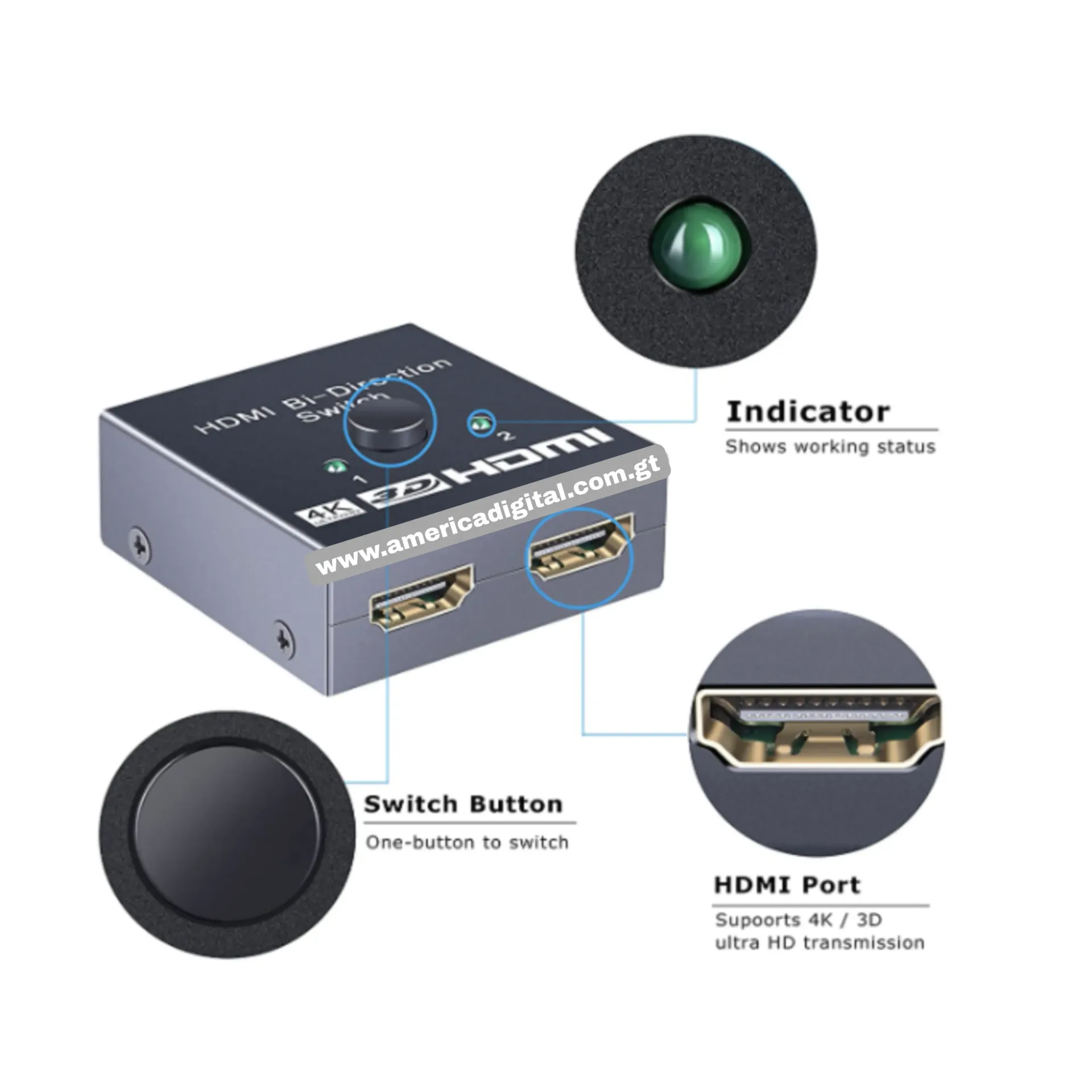 [EV213NX002JS75F5] Switch AB HDMI, 2 en 1 UHD 2K4K