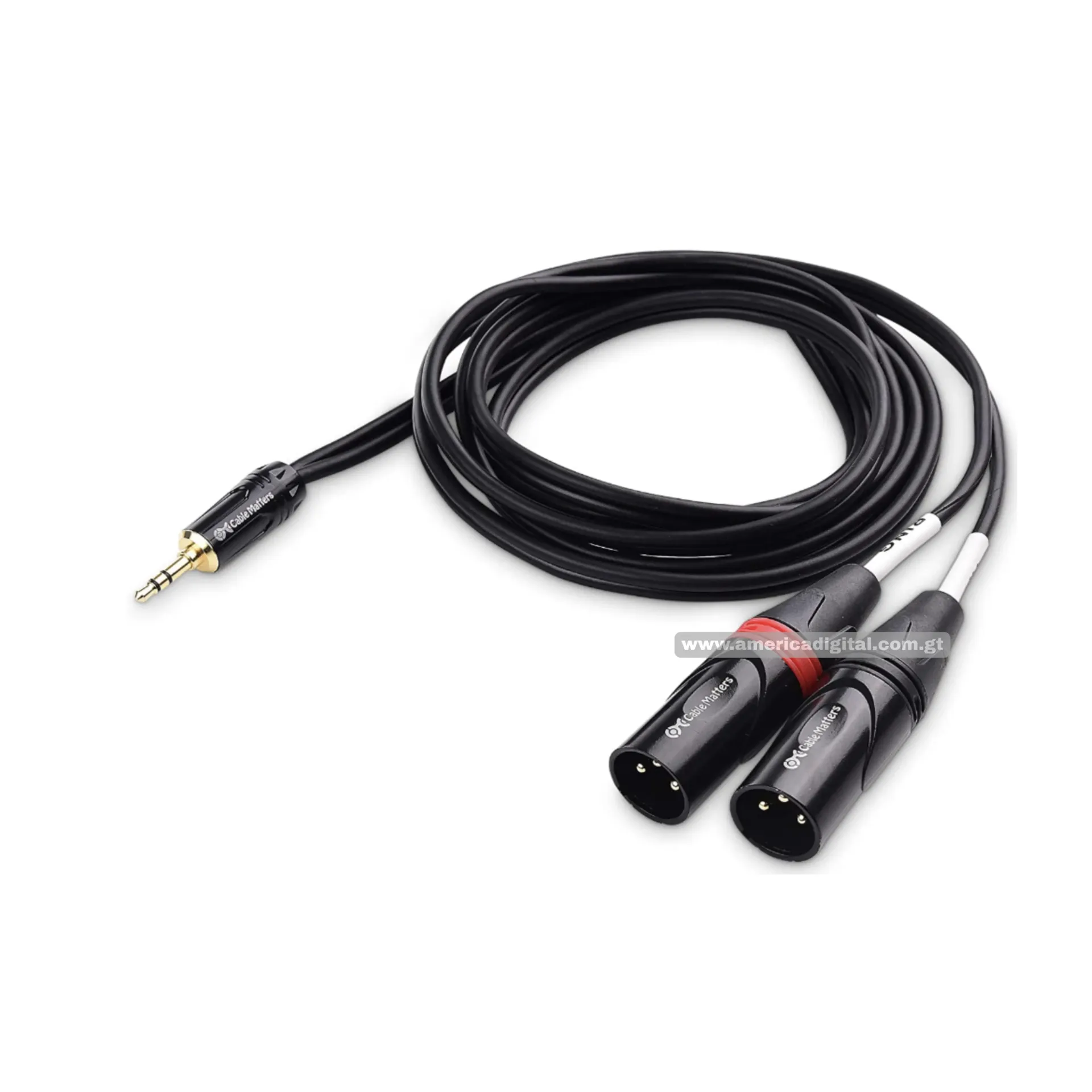 Parche de cable 3.5mm 1/8 Inch TRS to 2 XLR Cable 6 ft, Male to Male Aux to Dual