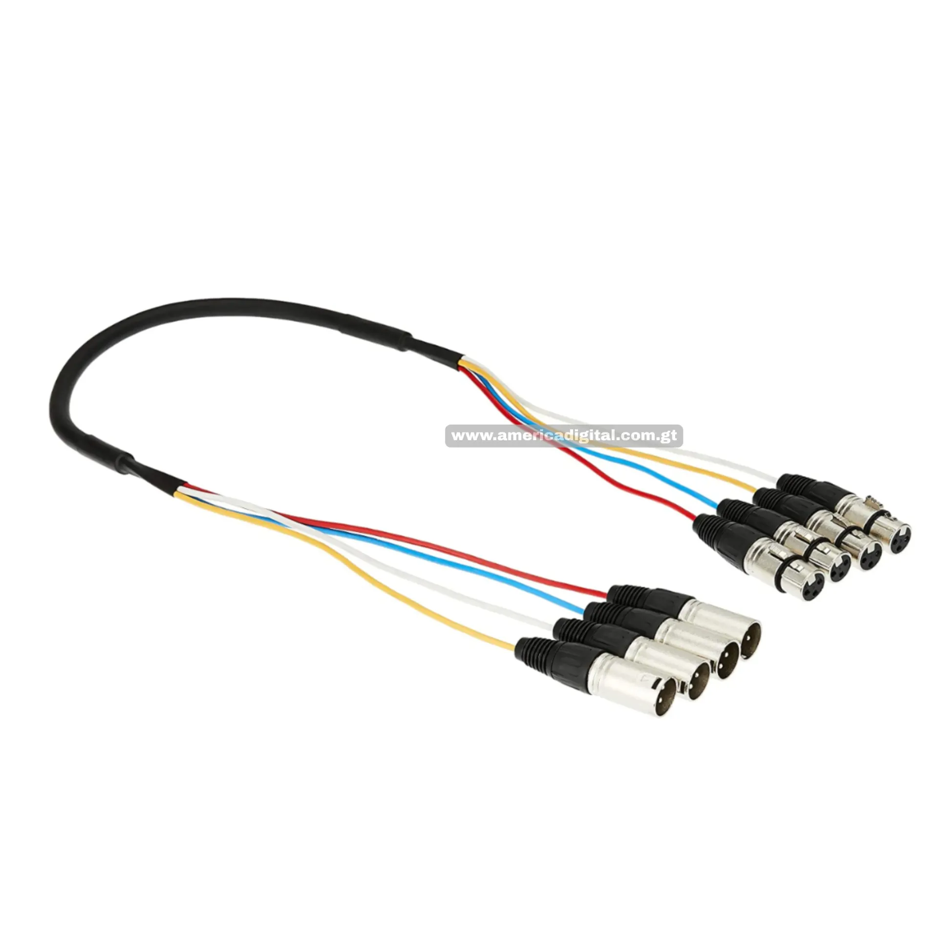 Cable XLR macho a XLR hembra de 4 canales, 3 pies, color negro