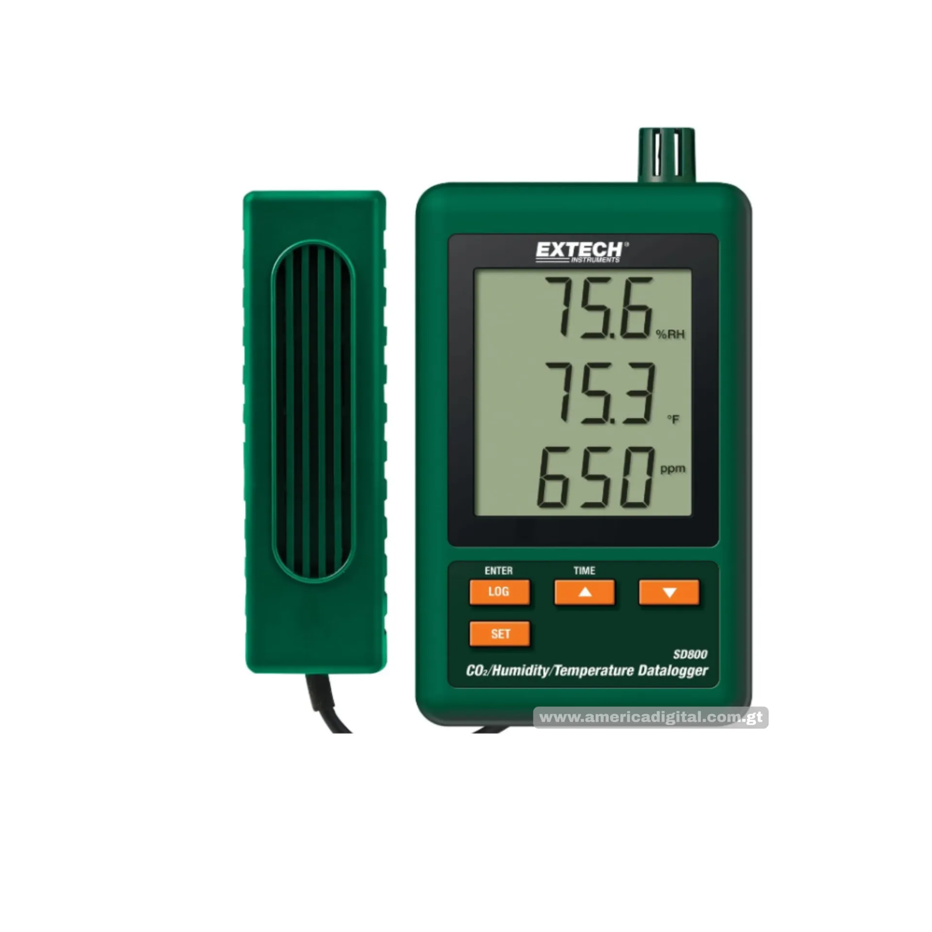 Registrador de datos Extech de C02, Humedad y temperatura