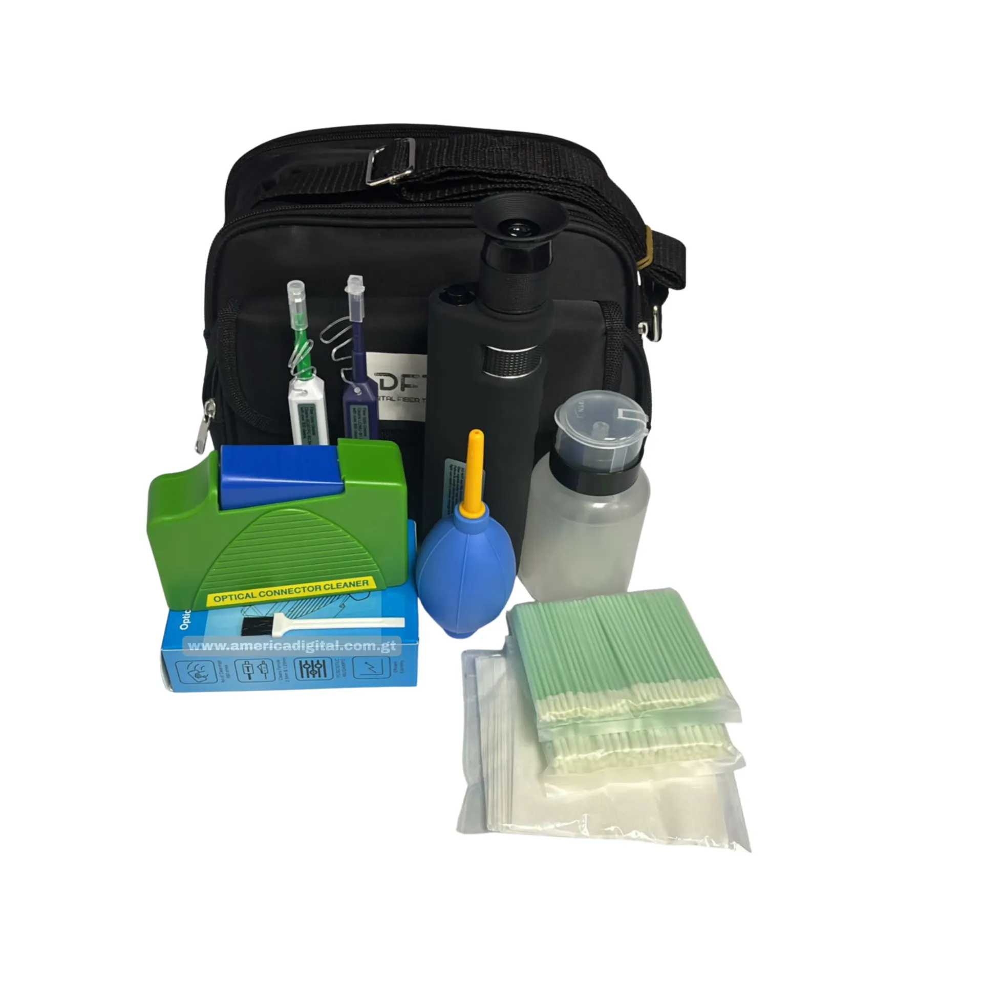 Kit de Limpieza de fibra óptica FTTX con microscopio